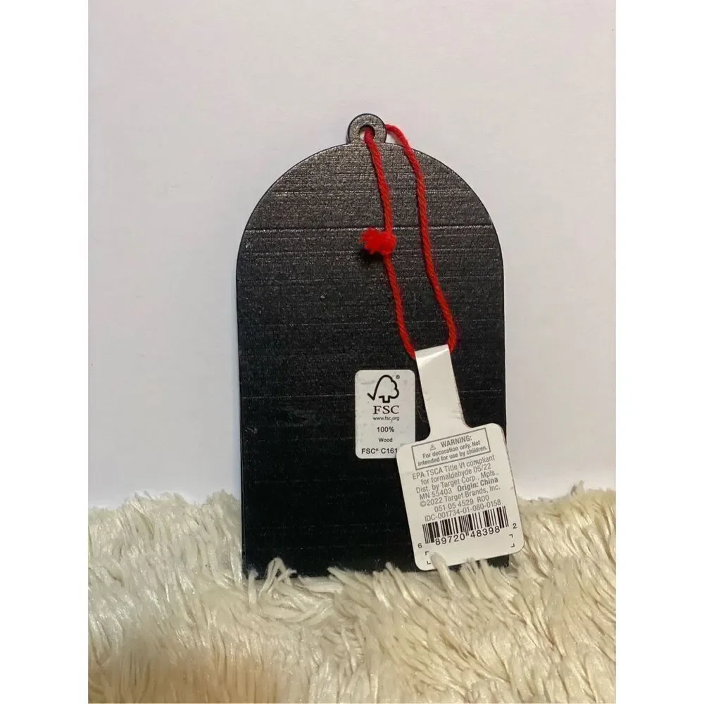 Target Round Wood Door 'Happy Holidays' Christmas Tree Ornament Black Wondershop